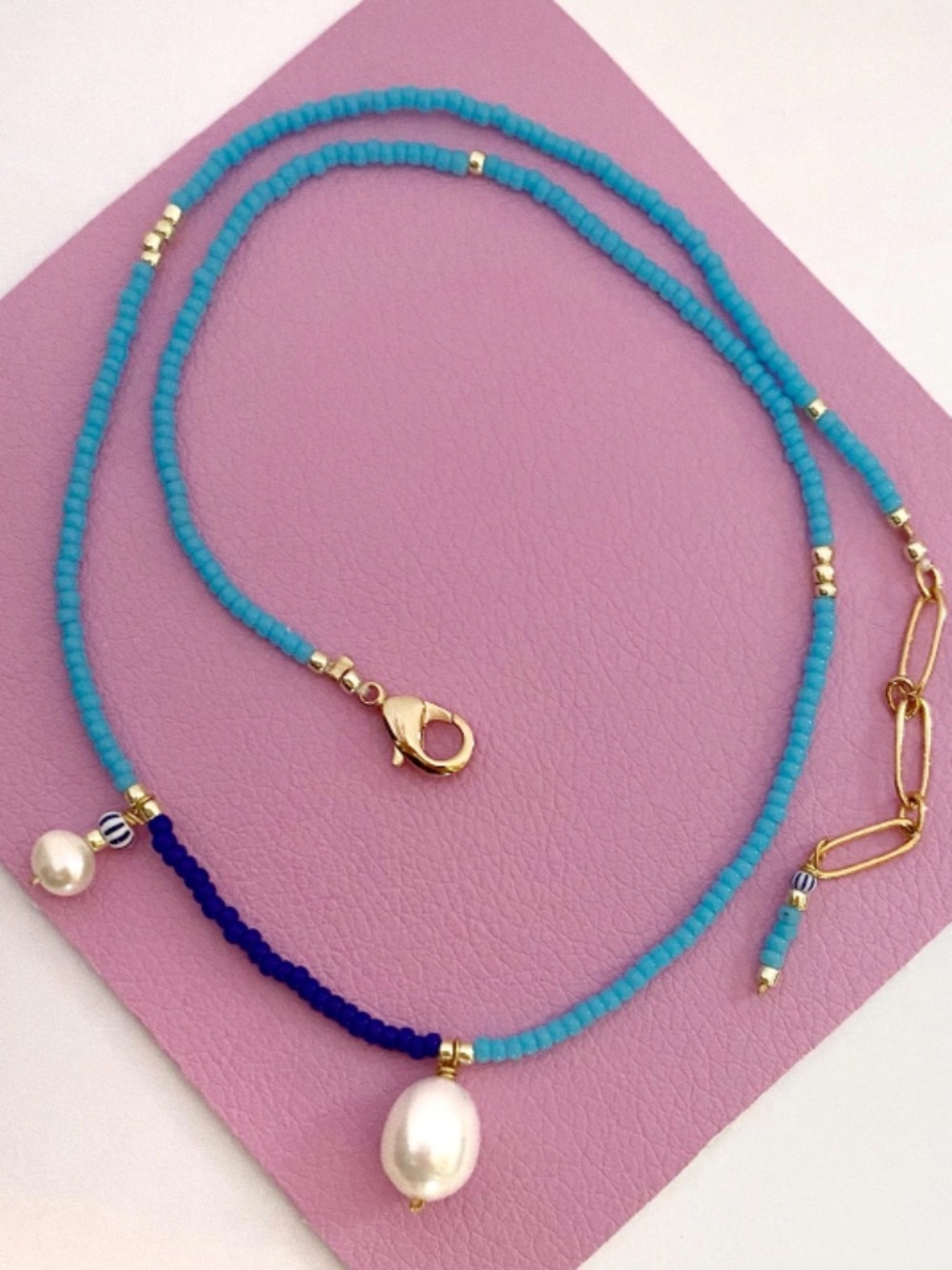 Freshwater Pearl Turquoise Beaded Necklace By AnyaNord